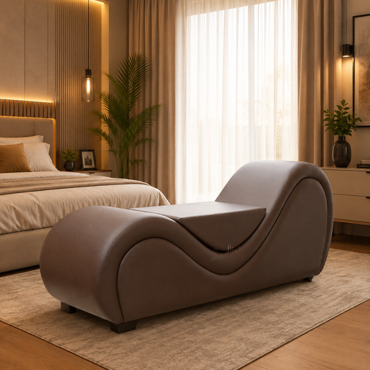 Chocolate Brown Tantra Couch with Center Cushion – Contoured Support Sofa with Multi-Level Design | Luvottica