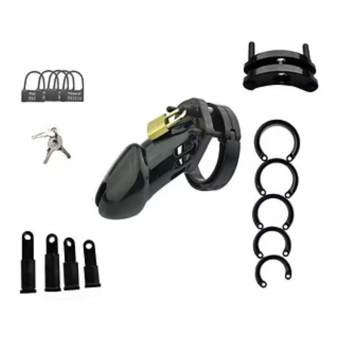 Black Chastity Cage with Secure Lock for Male