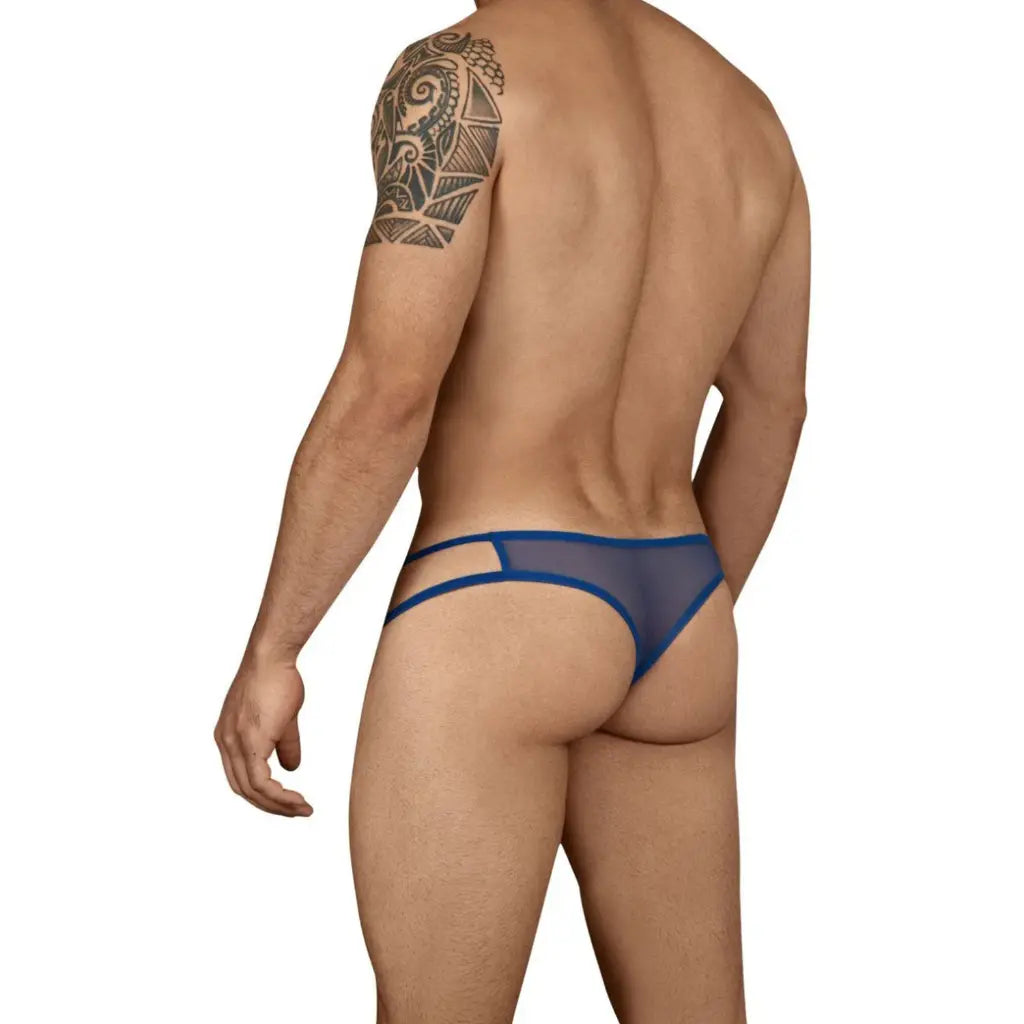 Men's Black and Red Power Net Thong Underwear