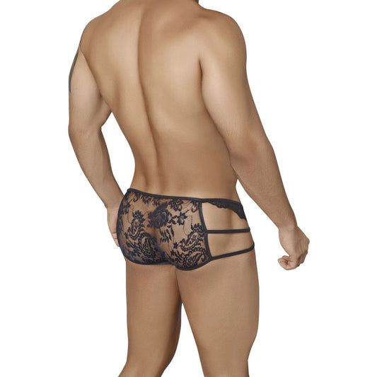 Men's Lycra Lace Free Size Brief Underwear - Black and Red