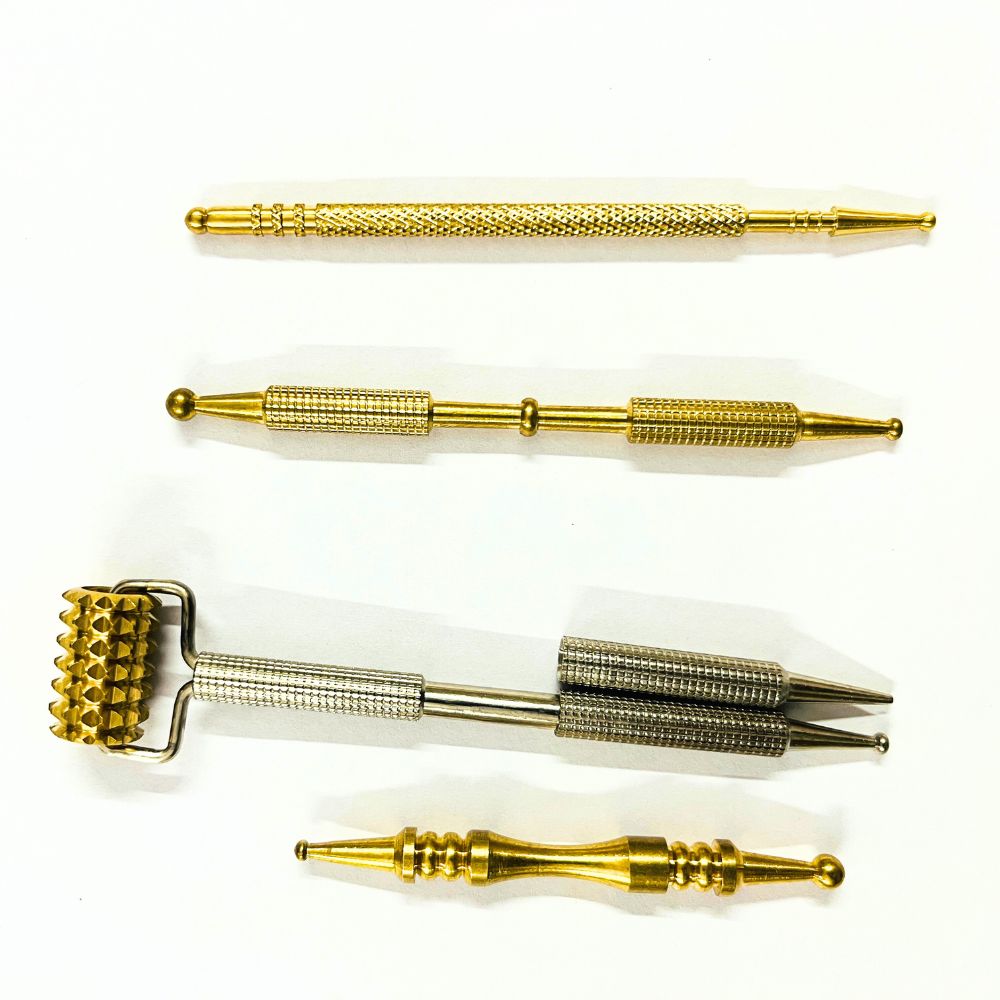 Brass Acupressure Pen Set – 4 Unique Designs for Reflexology & Pain Relief
