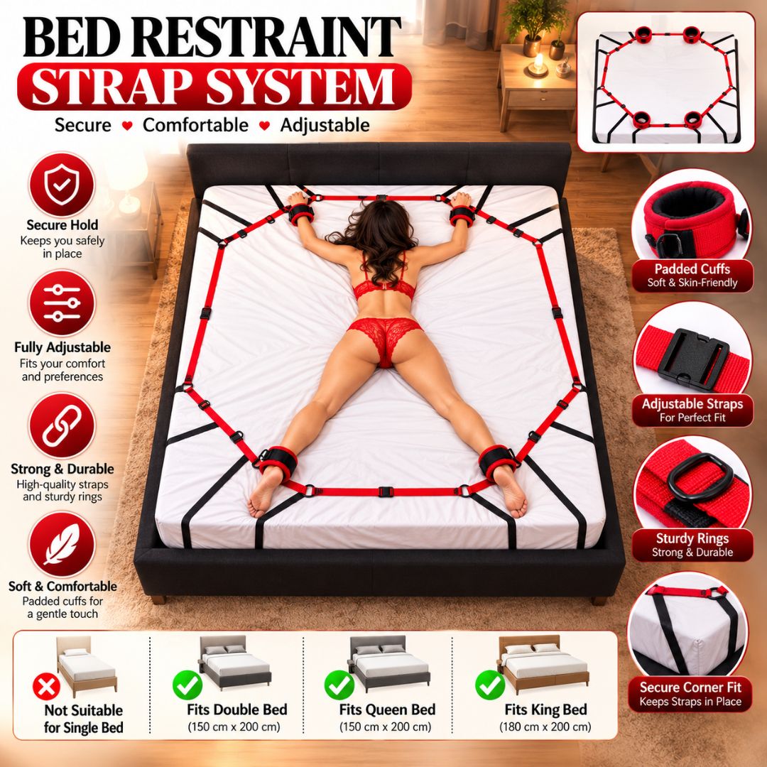 Bed Restraint Set with Hand and Ankle Cuffs