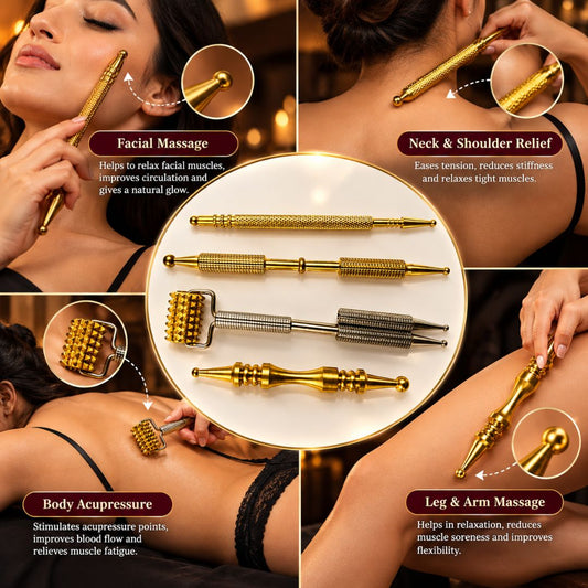 Brass Acupressure Pen Set – 4 Unique Designs for Reflexology & Pain Relief