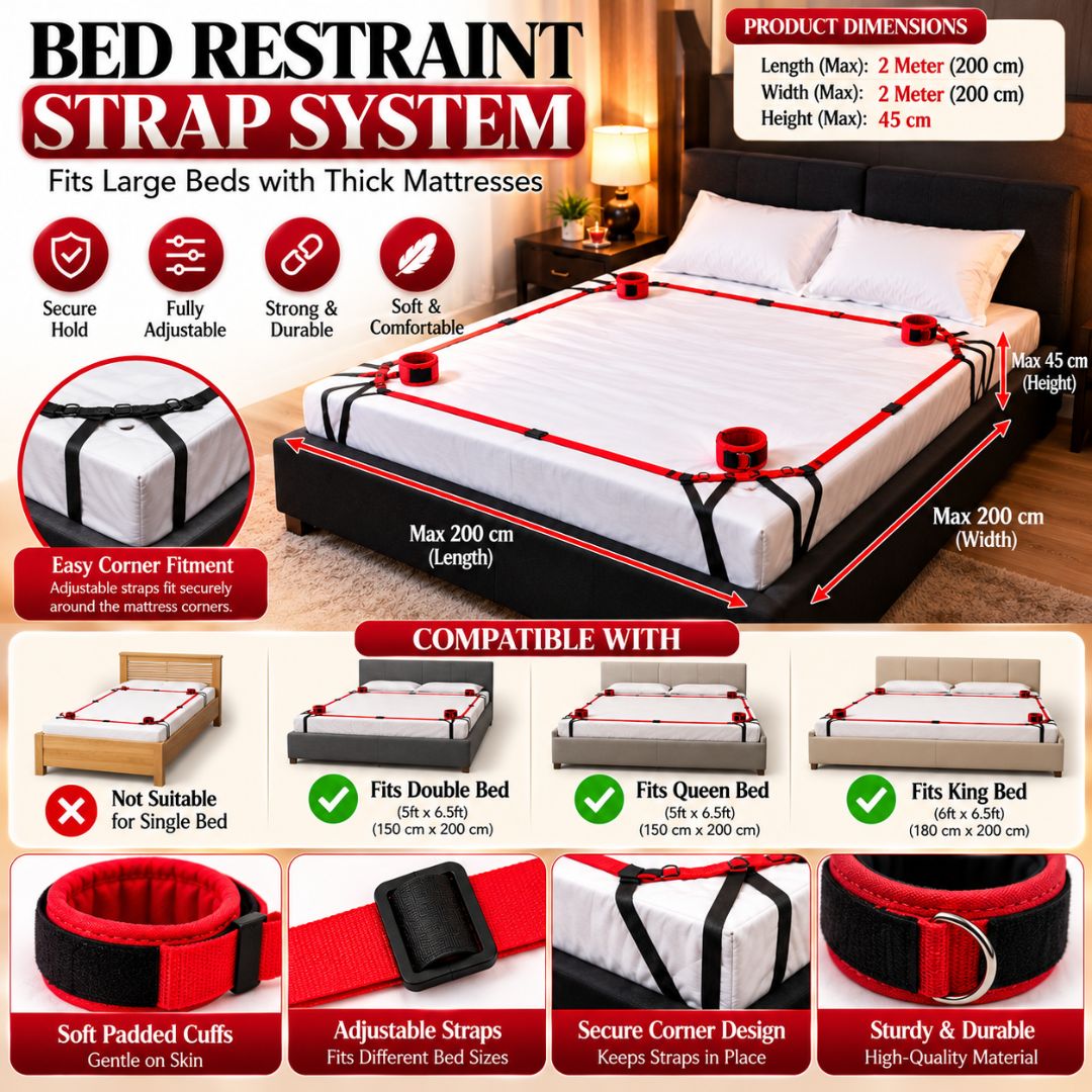 Bed Restraint Set with Hand and Ankle Cuffs