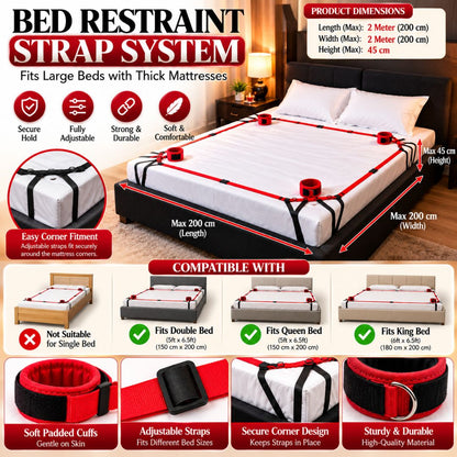 Bed Restraint Set with Hand and Ankle Cuffs