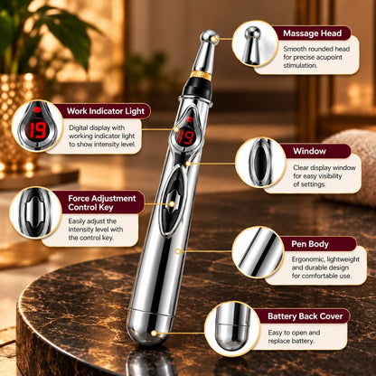 Digital Acupressure Meridian Massage Pen with LED Display