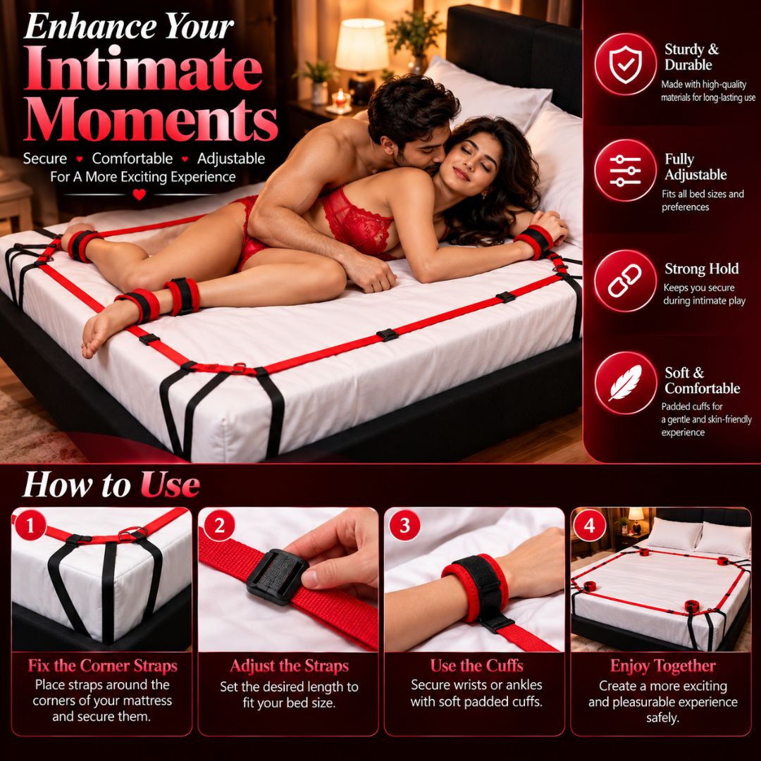 Bed Restraint Set with Hand and Ankle Cuffs