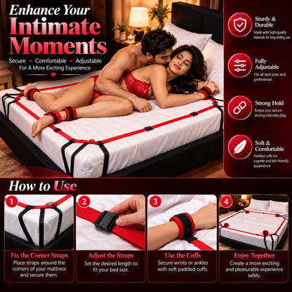 Bed Restraint Set with Hand and Ankle Cuffs