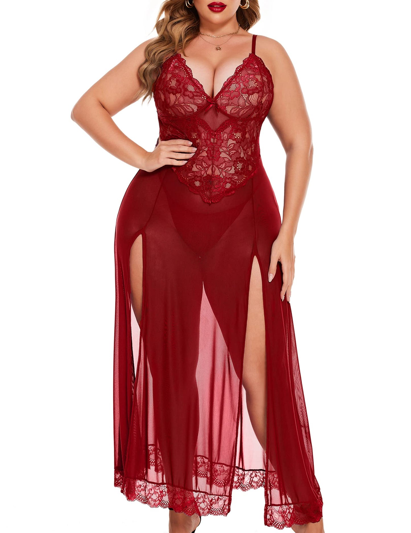 Lace Sheer Nightdress, Bold Elegance Redefined