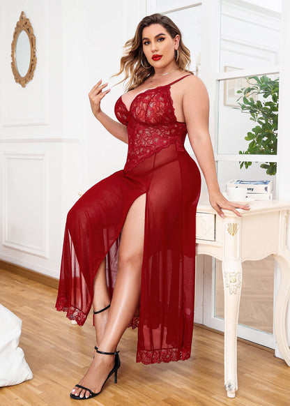 Lace Sheer Nightdress, Bold Elegance Redefined