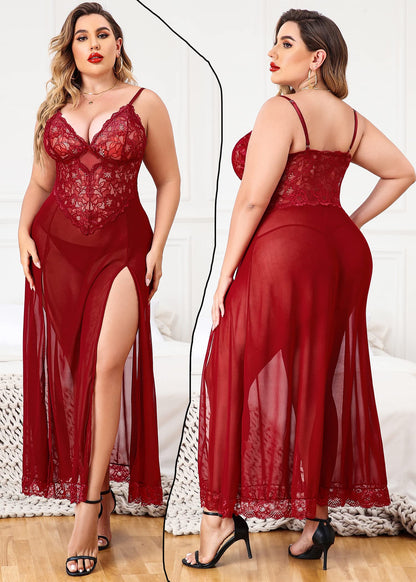Lace Sheer Nightdress, Bold Elegance Redefined