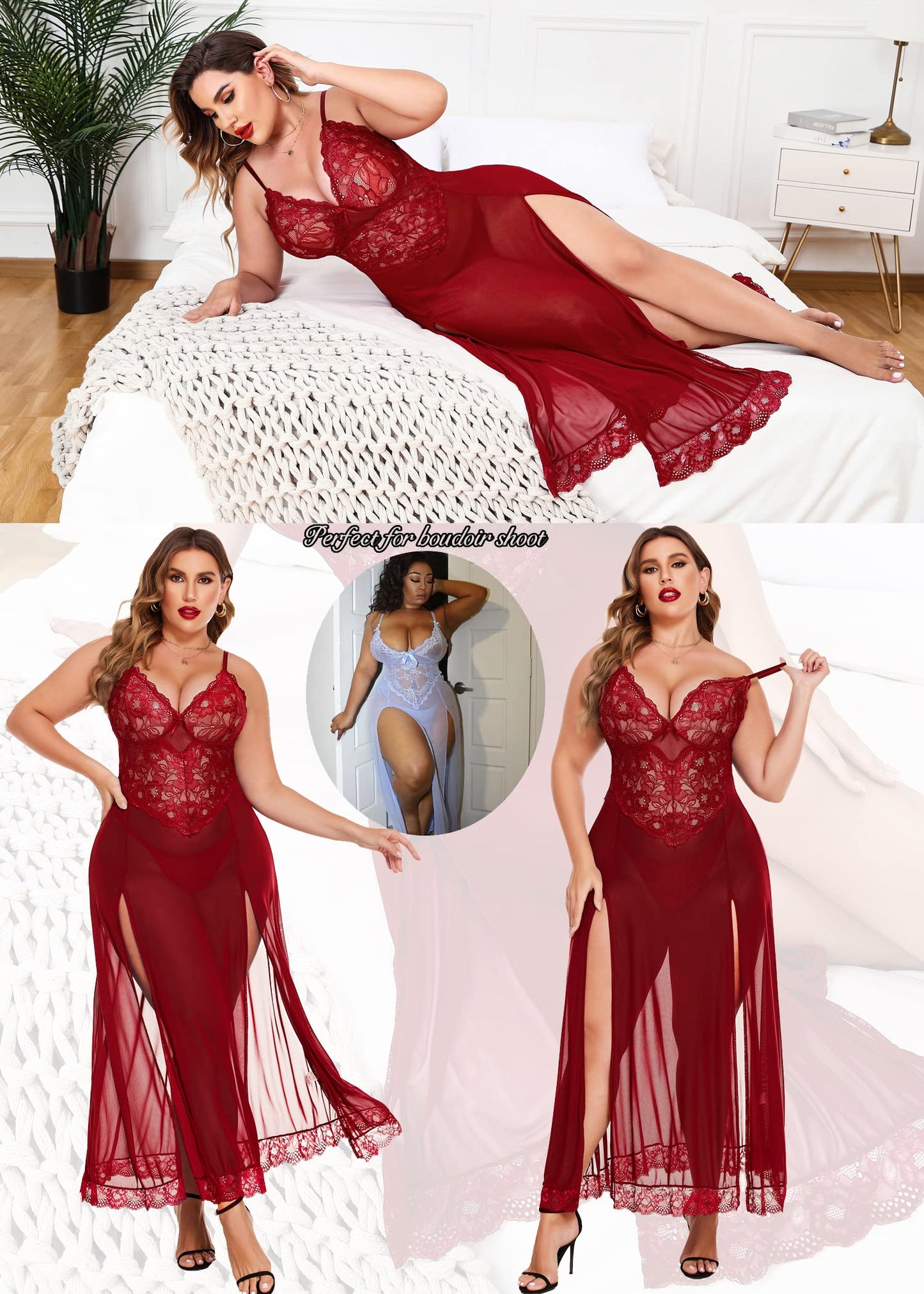 Lace Sheer Nightdress, Bold Elegance Redefined