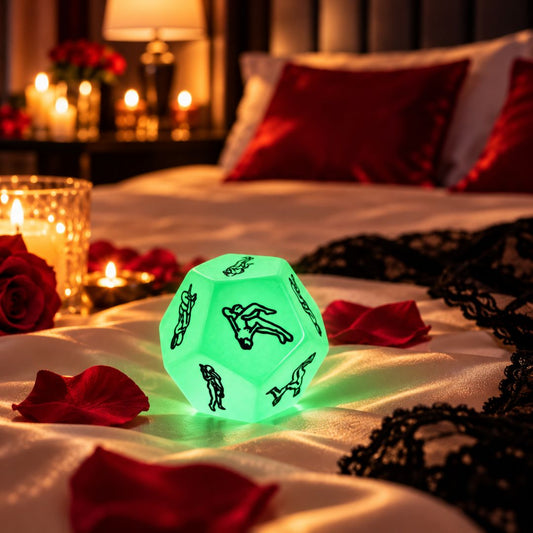 Night Luminous 12 Sided Exotic Love Dice – Glow in the Dark Position Game for Co