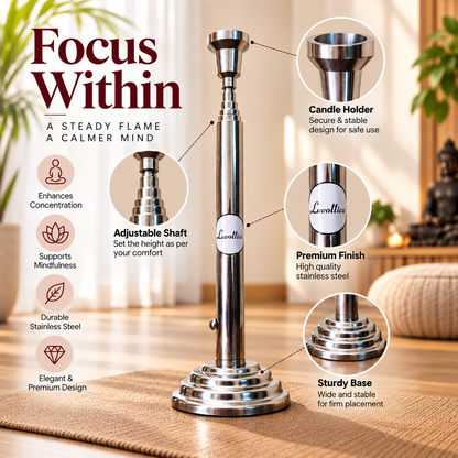 Stainless Steel Trataka Candle Stand for Meditation