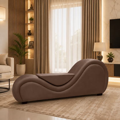 Chocolate Brown Tantra Couch with Center Cushion – Contoured Support Sofa with Multi-Level Design | Luvottica