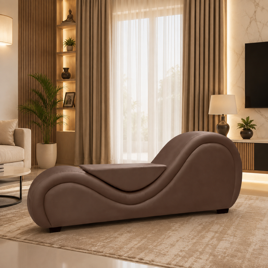 Chocolate Brown Tantra Couch with Center Cushion – Contoured Support Sofa with Multi-Level Design | Luvottica