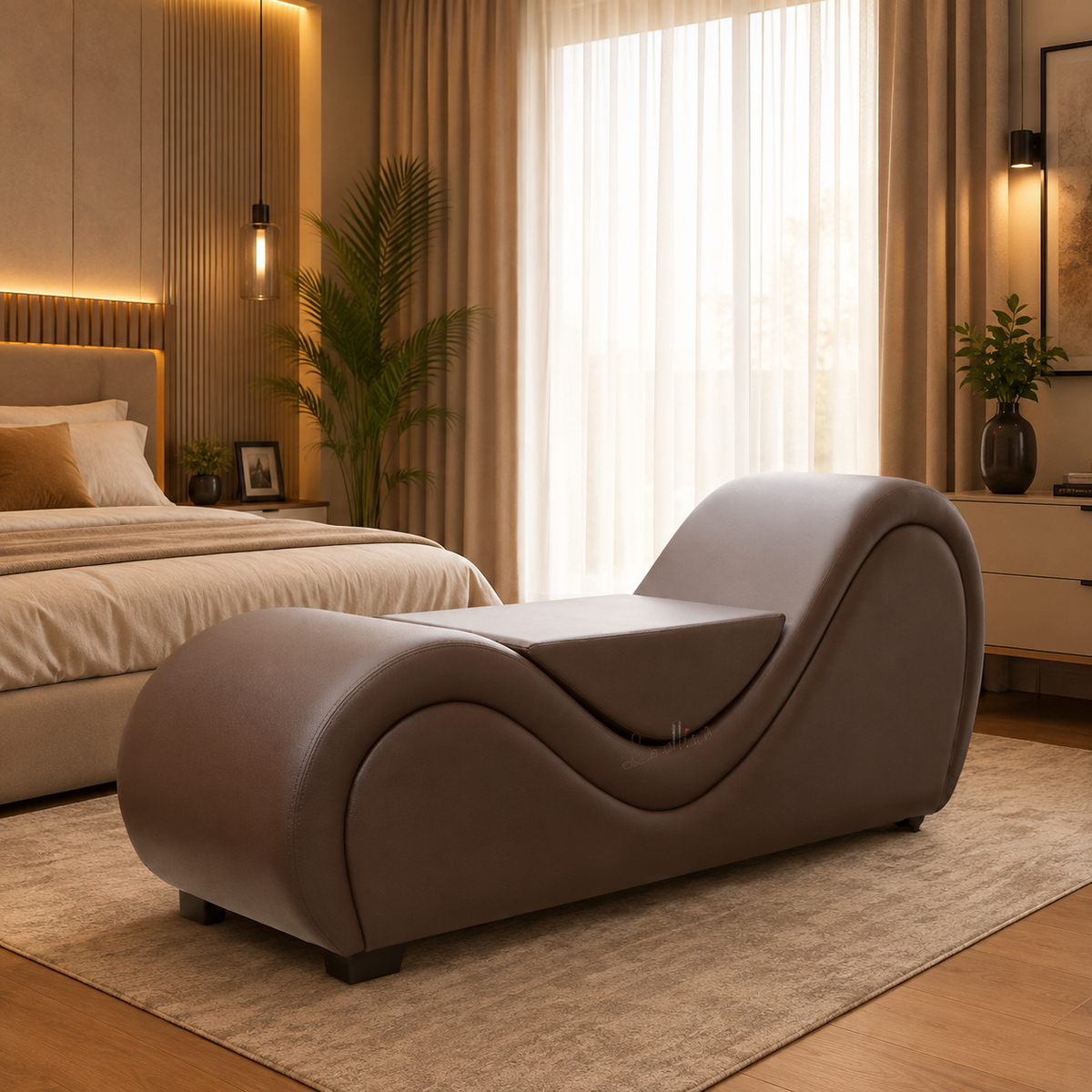 Chocolate Brown Tantra Couch with Center Cushion – Contoured Support Sofa with Multi-Level Design | Luvottica