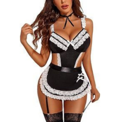 Lace Trimmed French Maid Babydoll
