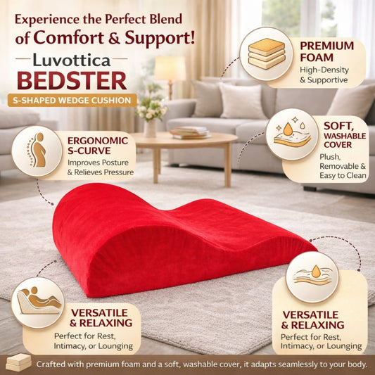 Red Tantra Bedster (Crafted with premium foam) – S-Shaped Wedge Cushion