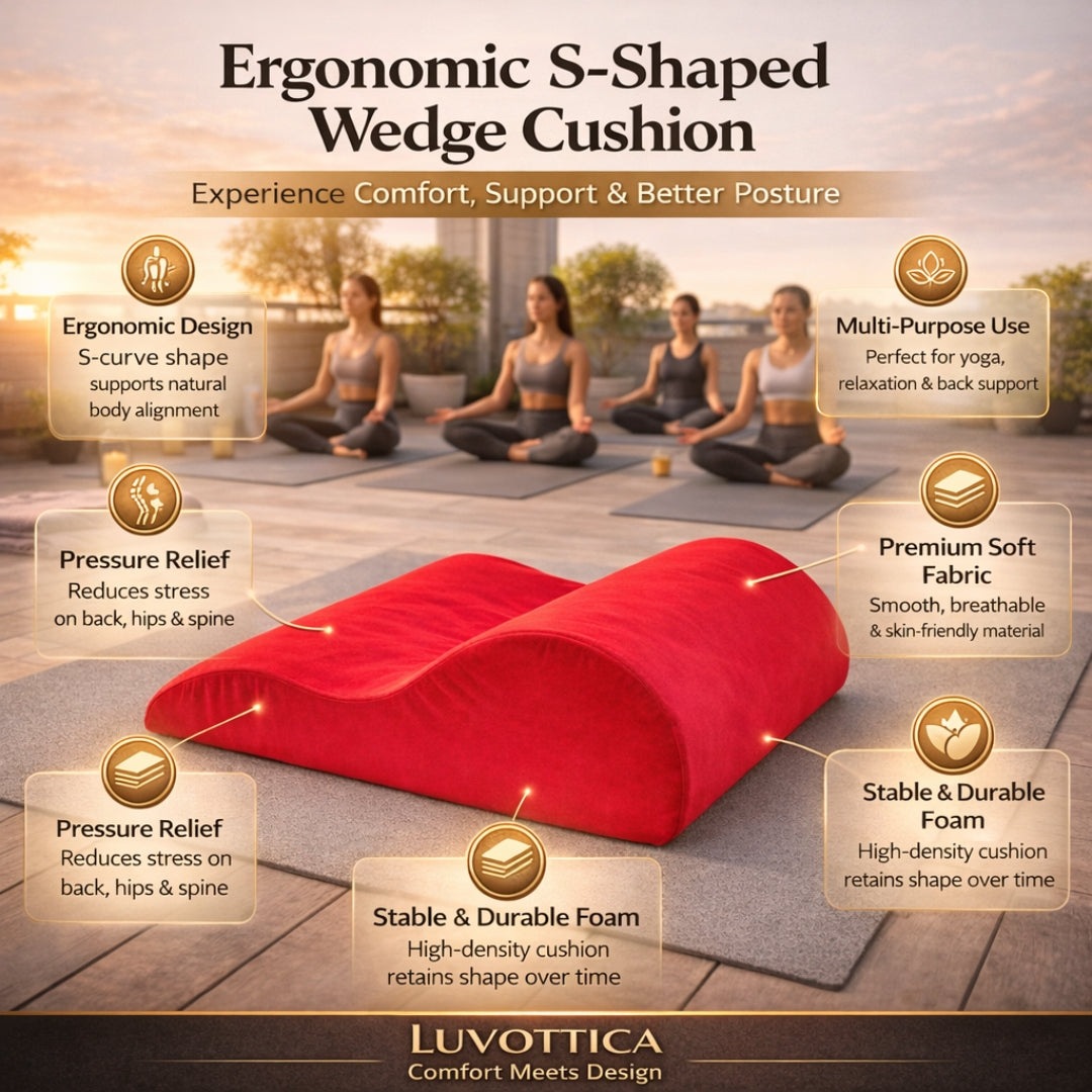 Red Tantra Bedster (Crafted with premium foam) – S-Shaped Wedge Cushion