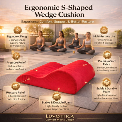 Red Tantra Bedster (Crafted with premium foam) – S-Shaped Wedge Cushion