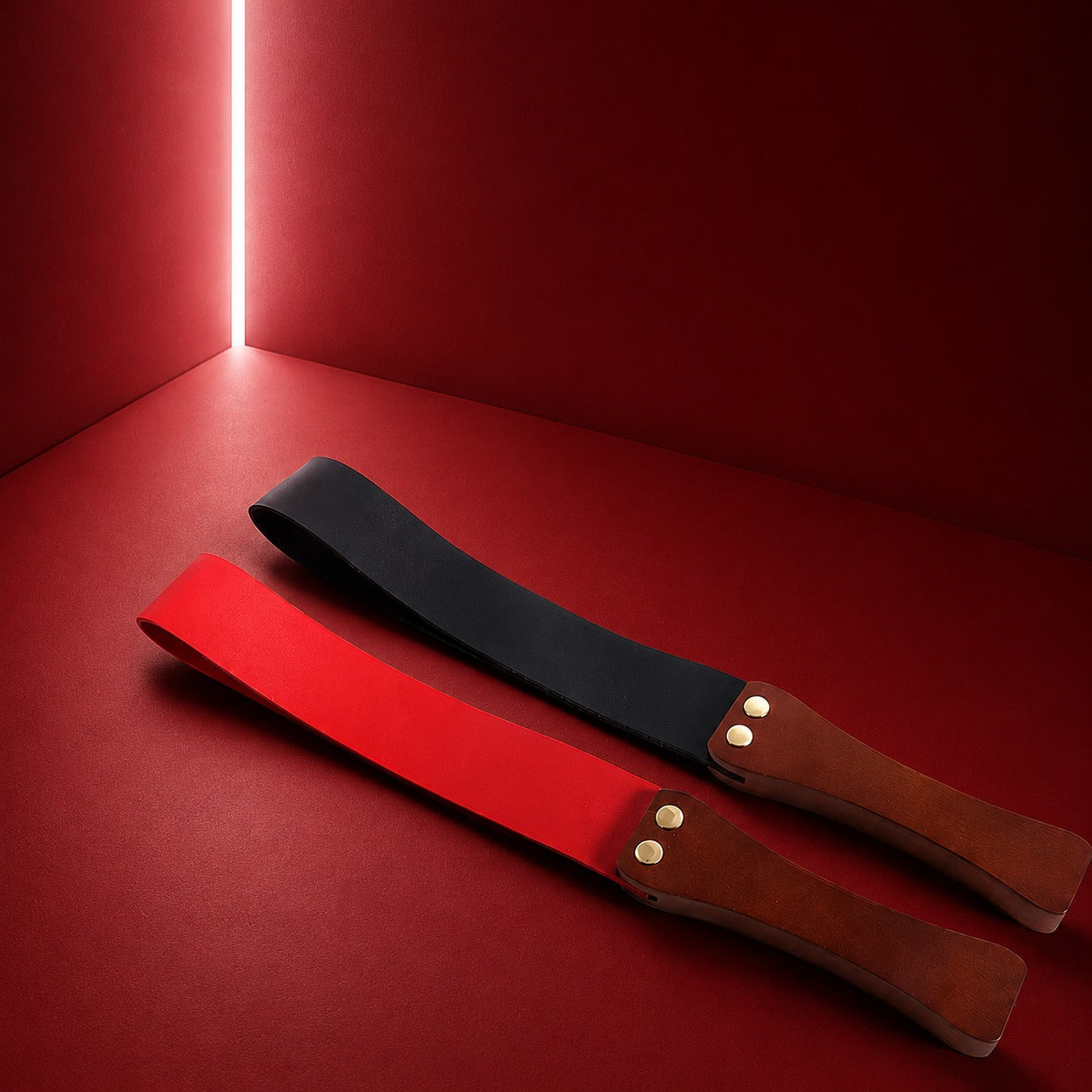 Leather Spanking Paddle with Wooden Handle | BDSM Impact Paddle for Couples