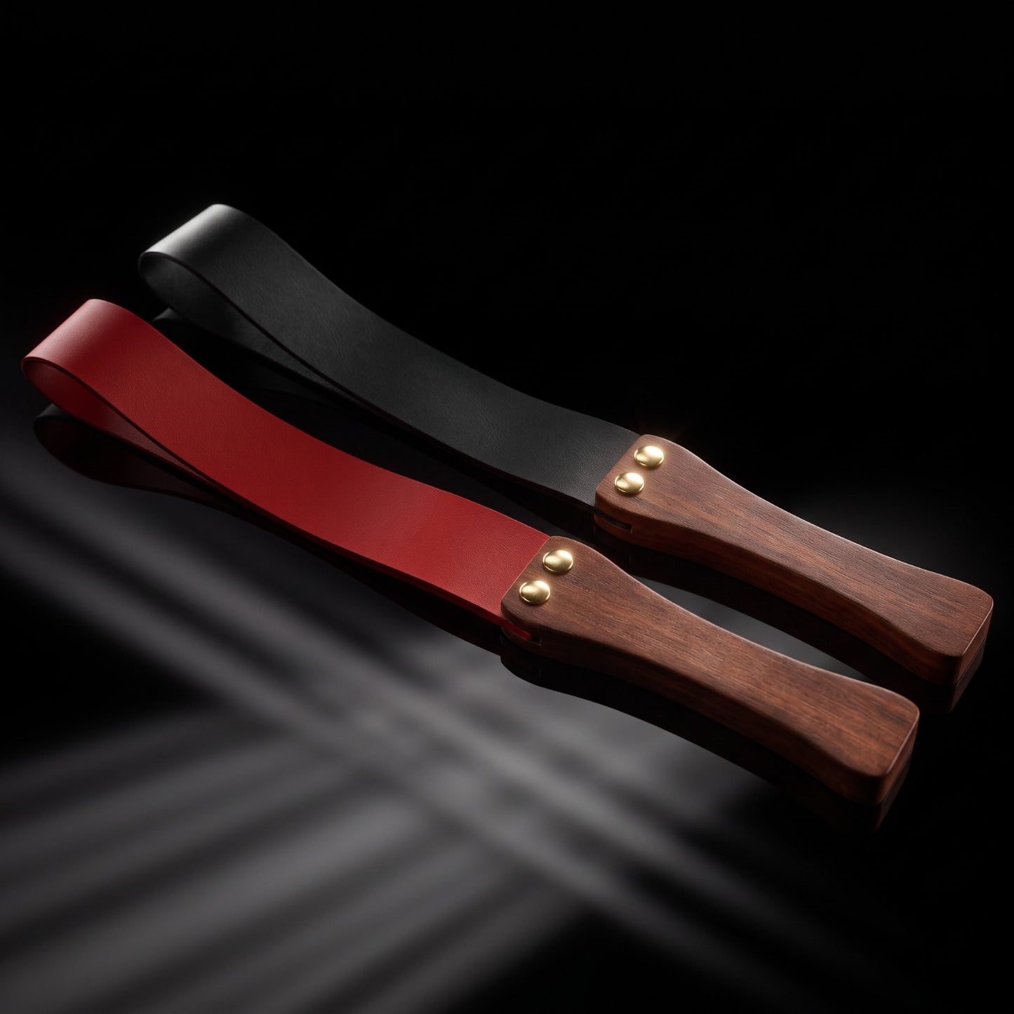 Leather Spanking Paddle with Wooden Handle | BDSM Impact Paddle for Couples