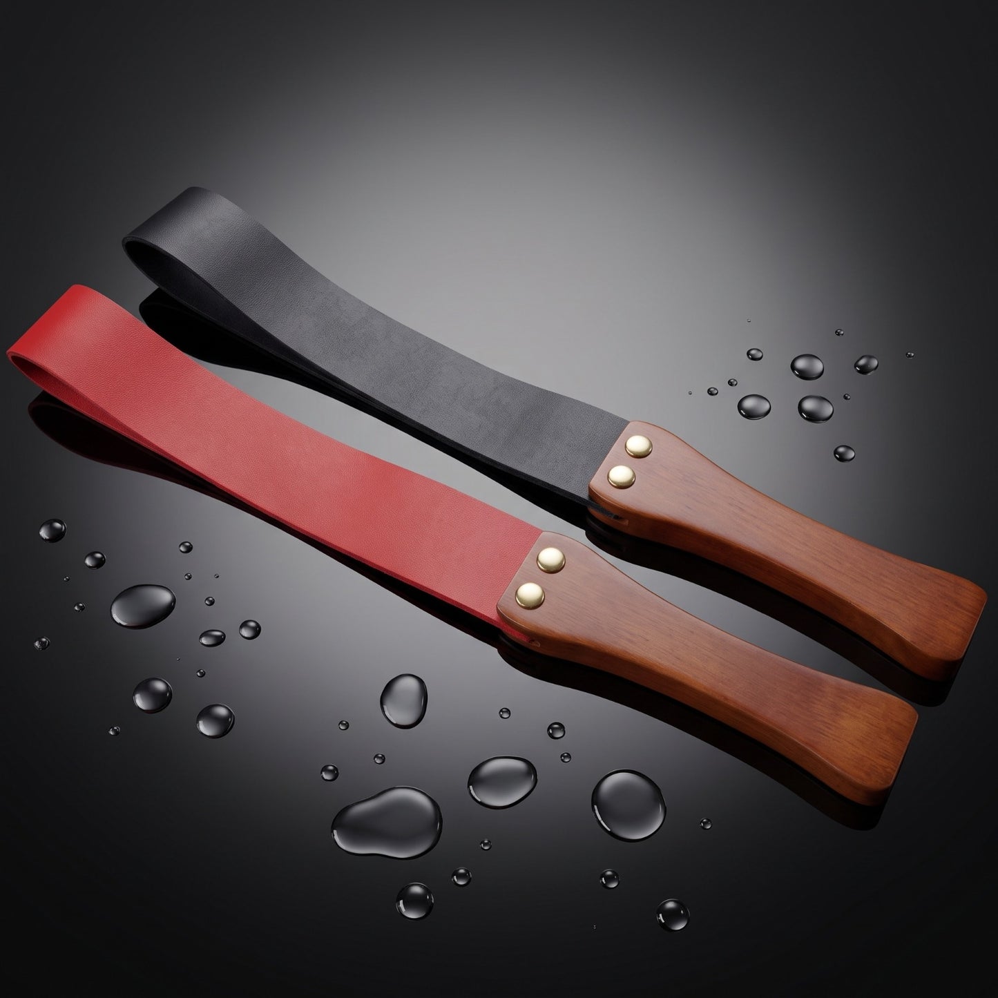 Leather Spanking Paddle with Wooden Handle | BDSM Impact Paddle for Couples