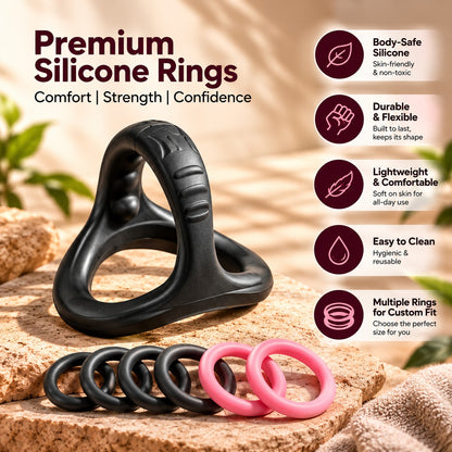 Silicone Ring Set with Support Sleeve | Adjustable Performance Ring Kit