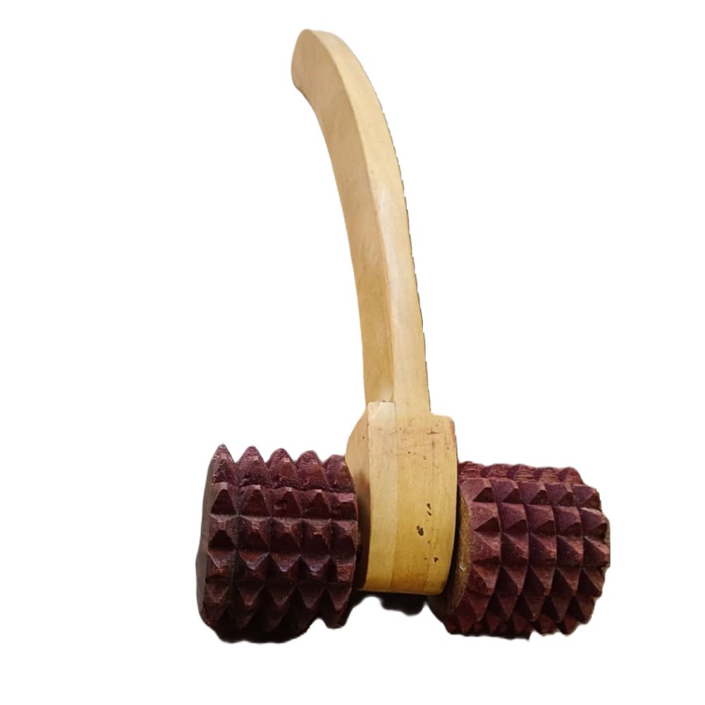 Luvottica Wooden Acupressure Massager with Two Large Spiked Balls