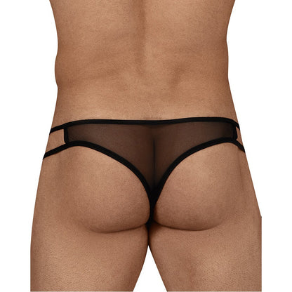 Men's Black and Red Power Net Thong Underwear