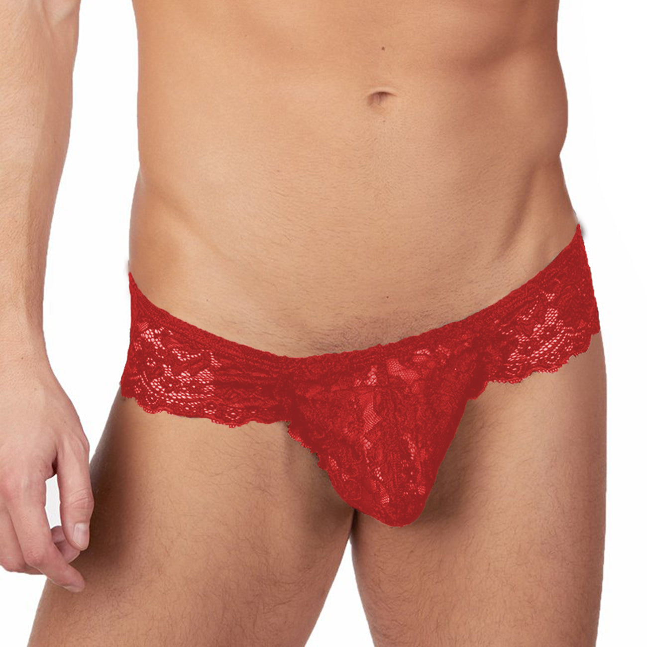 Men's Lycra Lace Free Size Brief Underwear - Black, Red, Royal Blue, White