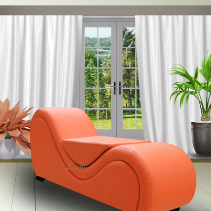 Orange Leatherette Couch with center cushion - Premium Stylish Couch – Designer Curve Sofa for Stability and Comfort | Luvottica
