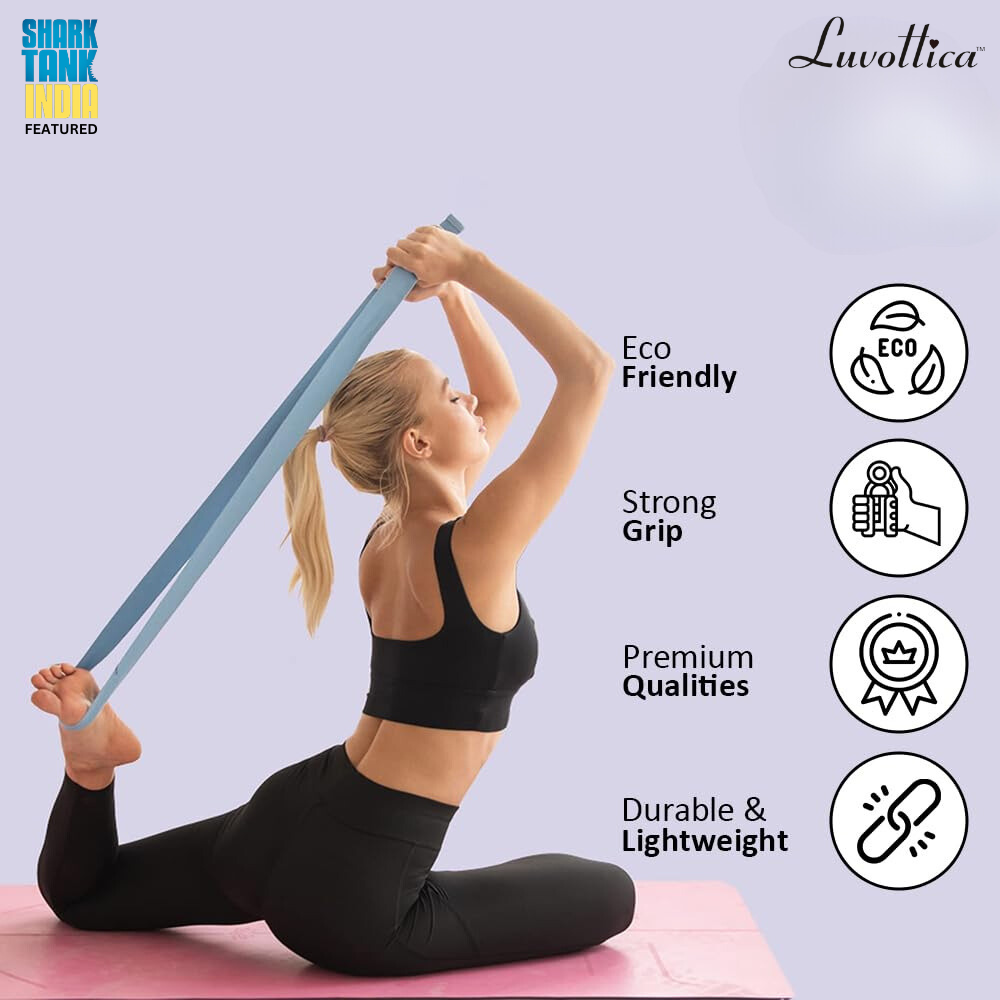Yoga Belt with Extra Safe Adjustable D-Ring Buckle, 8 Ft. Premium Cotton (White)