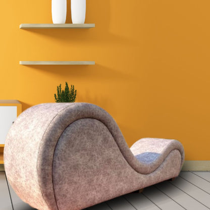 Premium Grey Fabric Tantra Chaise with Center Cushion – Sculpted Curve Sofa with Enhanced Support | Luvottica