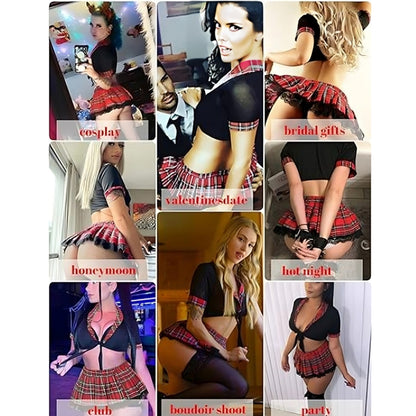 School Girl Erotic Costume, Free Size ( Fits 32- 36)