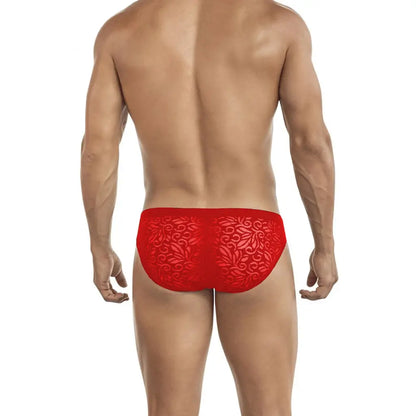 Men's White Microfiber + Lace Fabric Brief Underwear