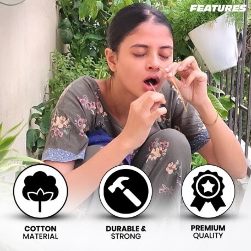 Cotton Sutra Neti (Without Wax), For Nasal Cleansing ( Set of 10)