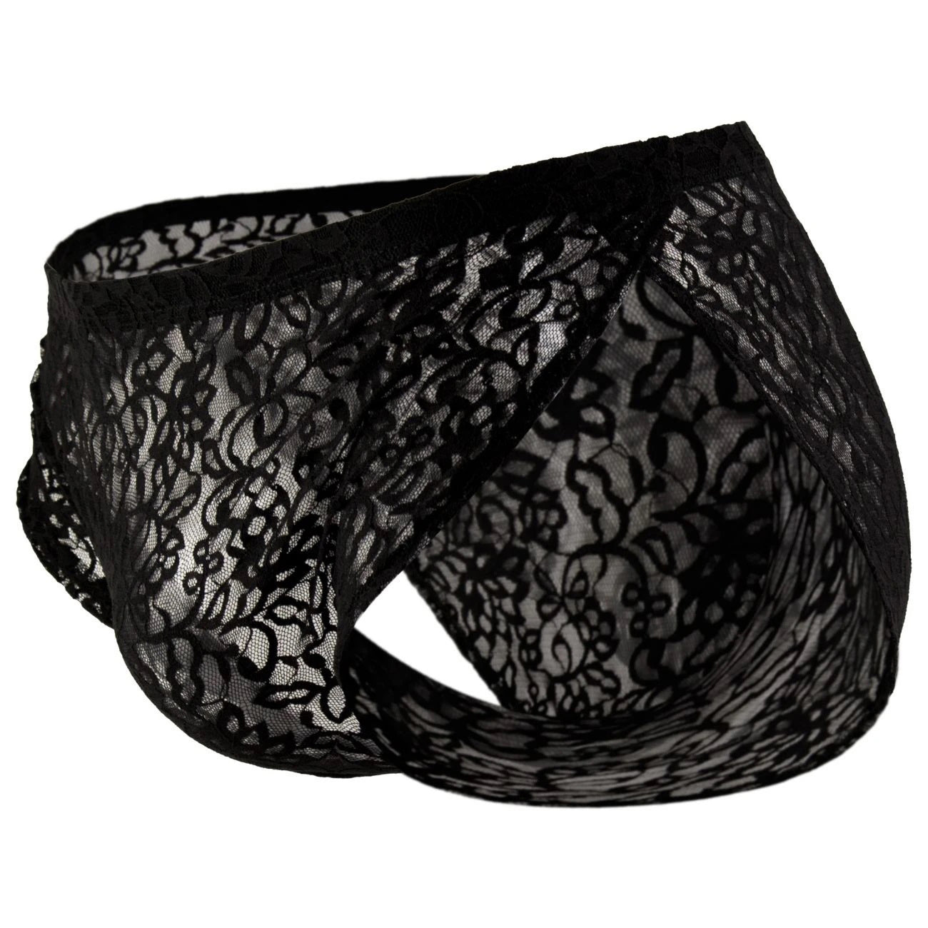 Men's Lace Fabric Brief Underwear (Black and Red)