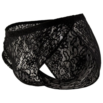 Men's Lace Fabric Brief Underwear (Black and Red)