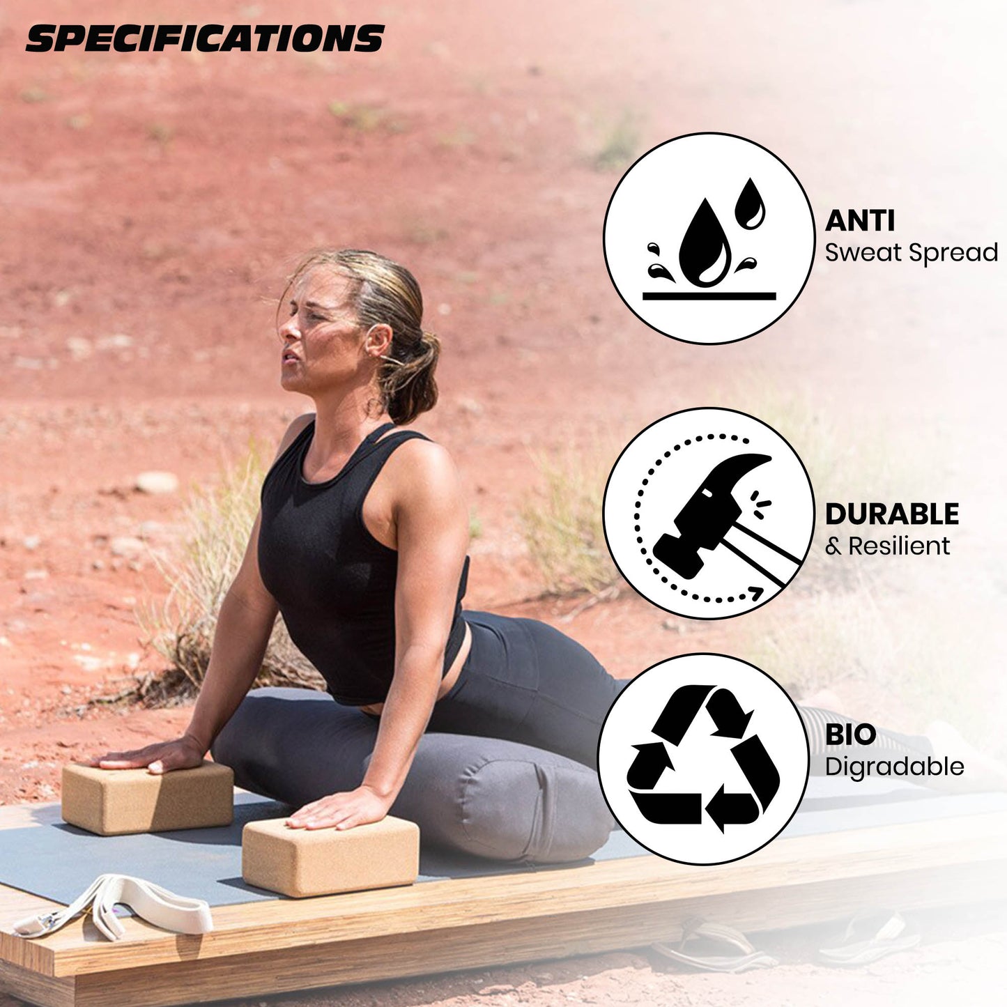 Cork Yoga Brick to Support, Improve & Strengthen Your Reach (Set of 2)