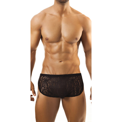 Men's Lace Fabric Brief Underwear (Black and Red)