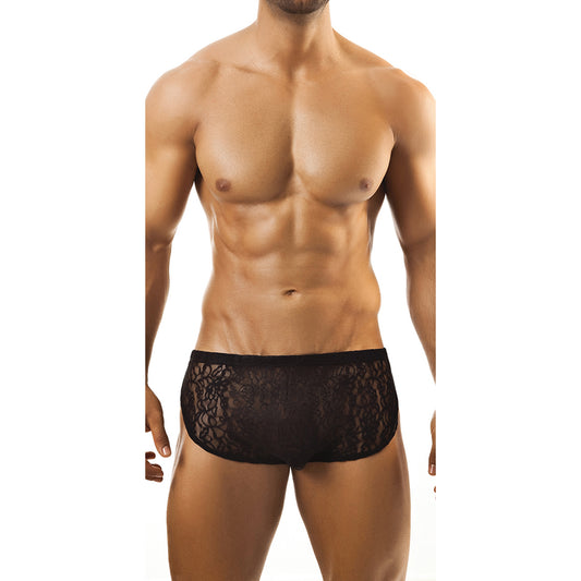 Men's Lace Fabric Brief Underwear (Black and Red)