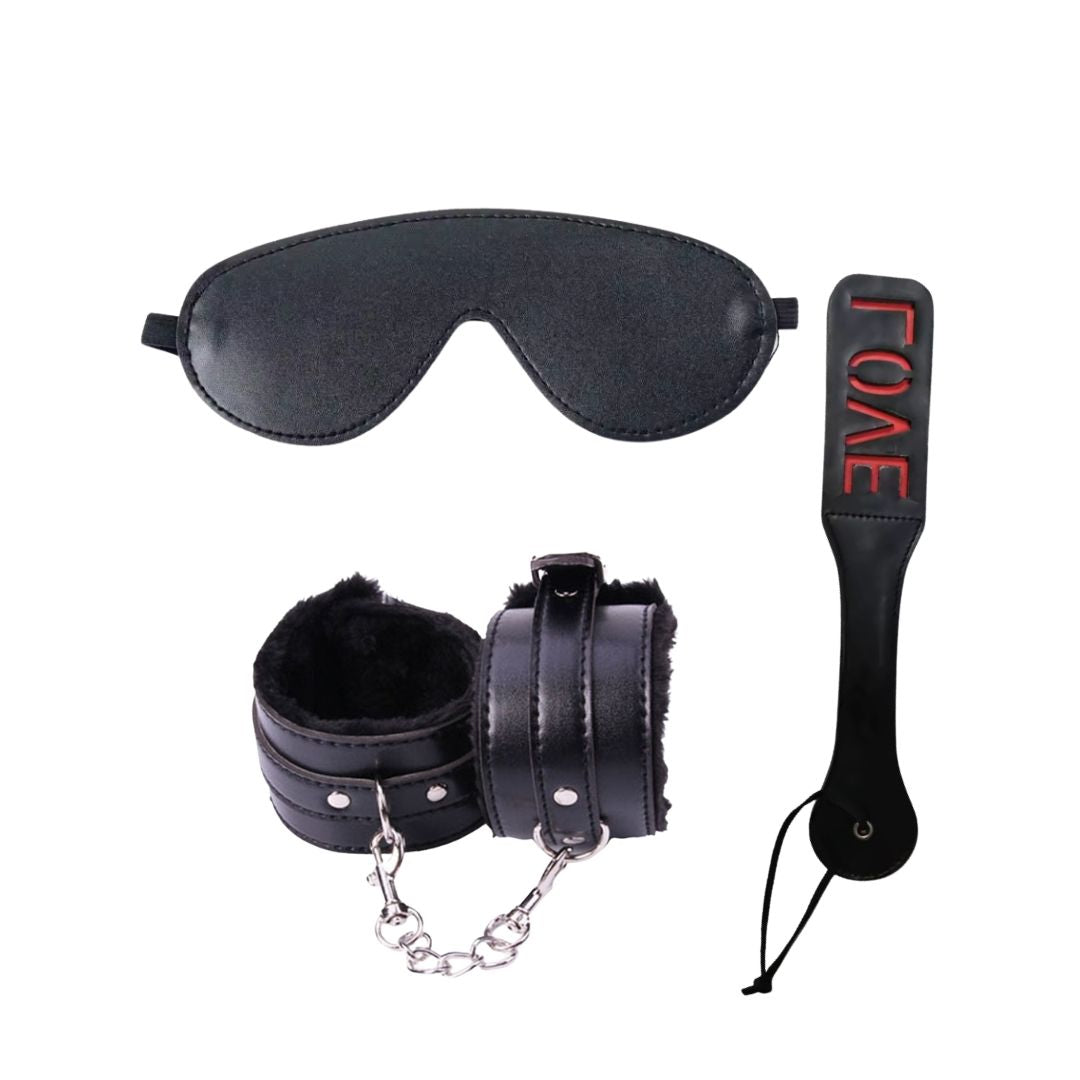 Luvottica Control Trio – Blindfold, Spanking Paddle & Handcuffs Combo