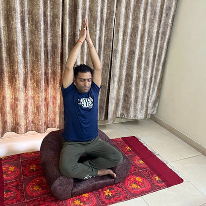 Grey Fabric Dhyanam Seat - Meditation Seat- Yoga Cushion