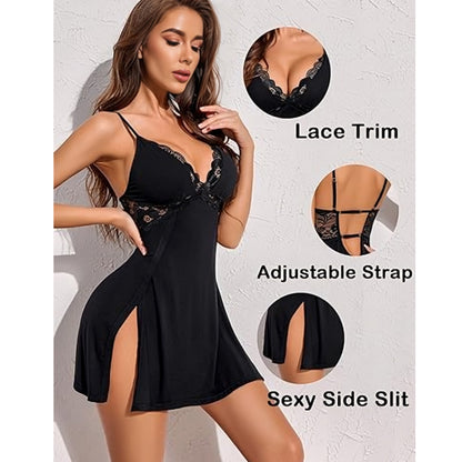 Dark Desire: Sultry Side-Slit Babydoll
