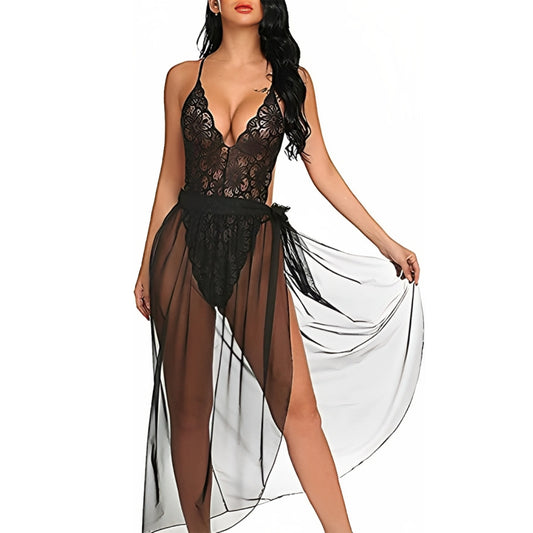 Lace & Mesh Wrap Babydoll