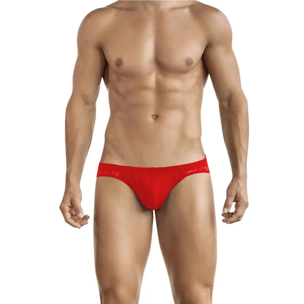 Men's White Microfiber + Lace Fabric Brief Underwear