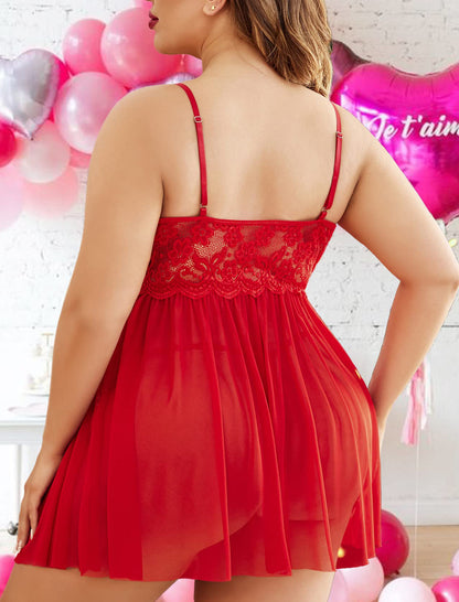 Sheer Lace Lingerie Nightdress for Women