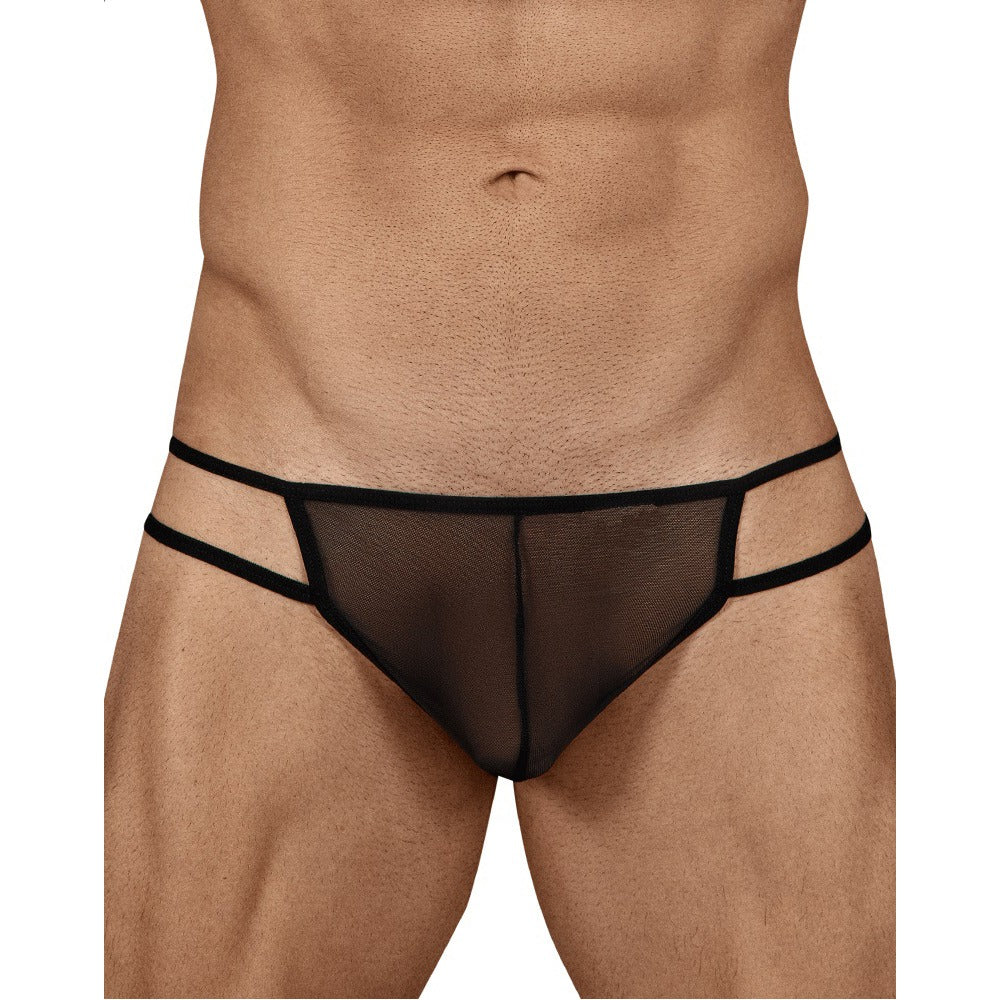 Men's Black and Red Power Net Thong Underwear